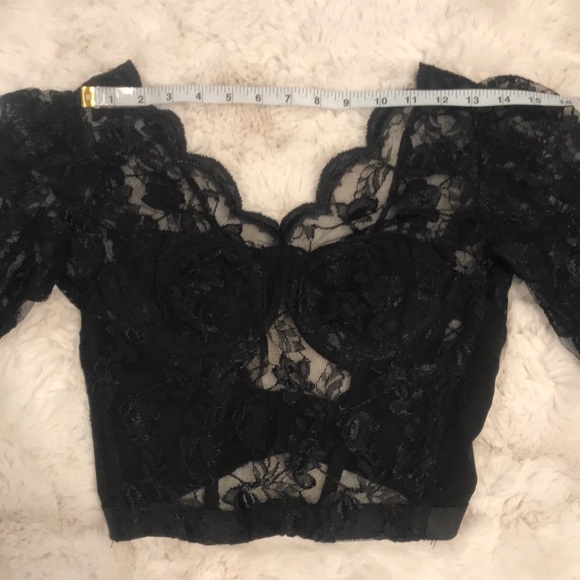 *Rare* Vintage Black Lace Open Back Corset Crop Top - Picture 9 of 15
